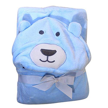 Dazzlia Newborn Ultra Soft Fleece 3in1 Wrapper/Baby Blanket/Baby Bath Towel(Blue)