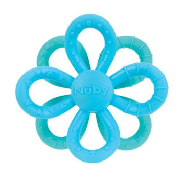 Nuby Fun Loops Teether - Flower-Shaped Infant Teething Toy for Babies - 3+ Months - Blue and Aqua