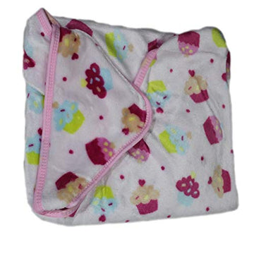 Newborn Baby Fleece Swaddle/Wrapper/Blanket with Cap Hooded for 36 Months Boy or Girl (White Printed)