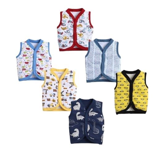 Mini Berry Baby Sleeveless Front Open Top TShirt for Boys and Girls Multicolour 69 Months Set of 6
