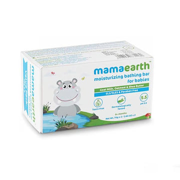 Mamaearth Moisturizing Baby Bathing Soap Bar | Cleanses Gently & Retains Moisture | With Goat Milk, Oatmeal & Shea Butter | Ph B