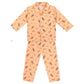 Bornlov Cotton Night Suit |Printed| Collared Neck| Full Sleeves for Unisex Kids Orange