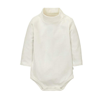 Cuteon Baby Boys Girls Solid Color Basic Turtleneck Cotton Bodysuit Jumpsuit Beige 6 Months
