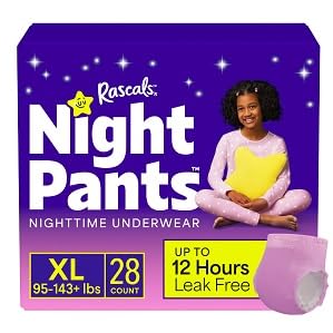 Rascals + Friends Night Pants, Absorbent Girls Nighttime Bedwetting Underwear, Gabbys~Dollhouse, (38-70 lbs), (XL, 28 Count)