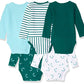 Hanes Baby Boys Ultimate Flexy 5 Pack Long Sleeve Bodysuits Bodystocking, Greens, 6-12 Months Us