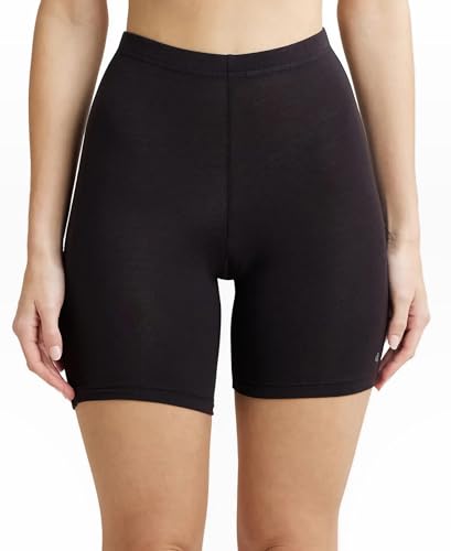 Jockey 1529 WomenS High Coverage Super Combed Cotton Elastane Stretch Mid Waist Shorties With Concealed Waistband_Black_Xxl