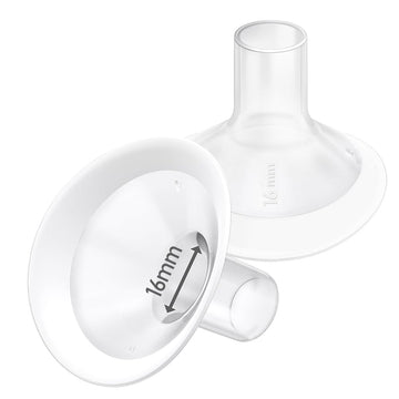 2pcs 16mm Soft Rim Flanges with 106 Degree Wider Opening Angle for Medela Breast Pump, PersonalFit, Freestyle, Maxflow, Freestyl