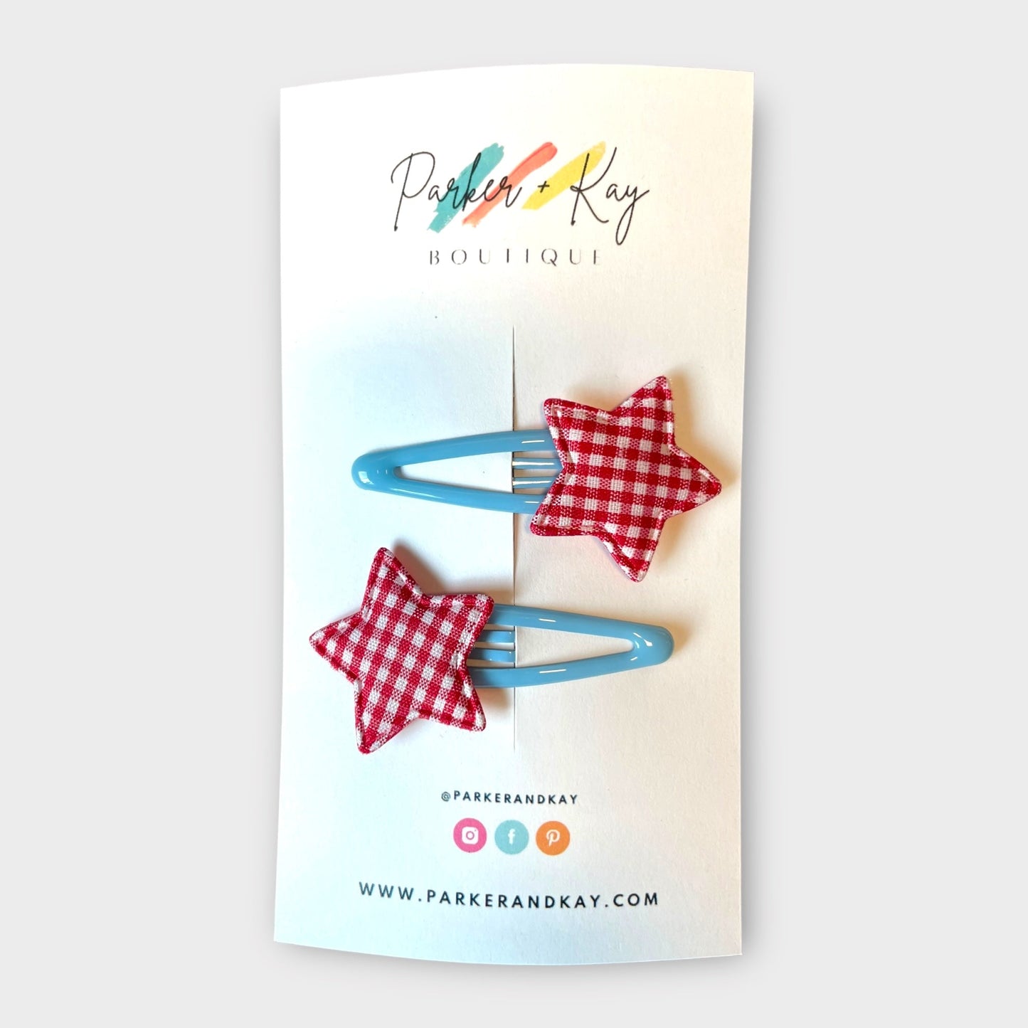 Gingham Stars Hair Clips