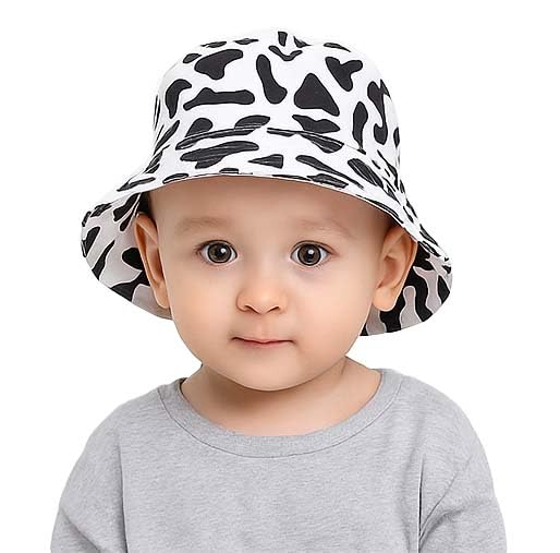 Chacko Boys & Girls Cartoon Cotton Sun Hat | Wide Brim Outdoor Bucket Hat | Breathable Summer Cap For Kids White_25 Years