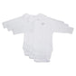 Bambini Cotton White Unisex Long Sleeve Baby Bodysuits 3 Pack Newborn