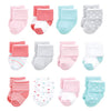 Luvable Friends Unisex Baby Newborn And Baby Terry Socks, Coral Dots, 6-12 Months