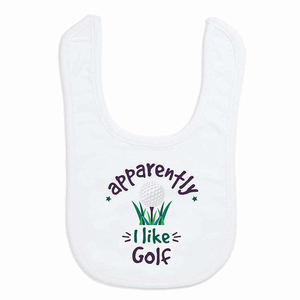 Chalktalksports Golf Baby & Infant Bib | Apparently, I Like Golf | Soft Microfiber Bib