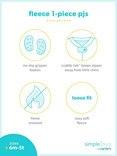 Simple Joys By Carter'S Kids' Holiday Loose-Fit Flame Resistant Fleece Footed Pajamas, Fair Isle/Penguin, 6-9 Months