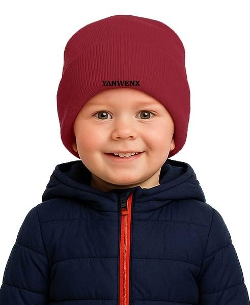 Yanwenx Kids Winter Woolen Beanie Cap  Warm & Soft Knit Hat For Boys & Girls | Ideal For School & Cold Weather (Maroon, Age 25