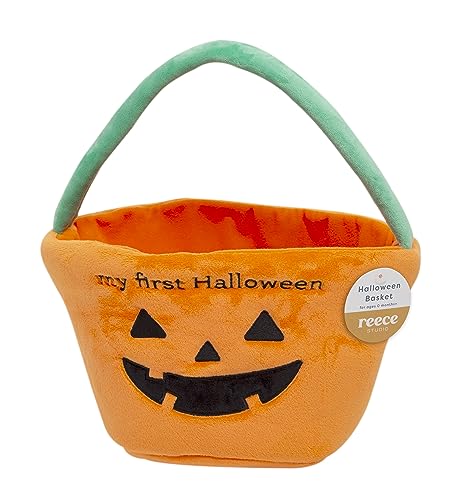 Reece Studio My First Halloween Basket, Plush Pumpkin Trick Or Treat Candy Bag, Fall Pumpkin Tote For Baby Girl Or Baby Boy, Bab