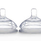 Comotomo 2 Pack Silicone Replacement Nipple, Slow Flow Clear, 0-3 Months