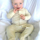 L'Ovedbaby Unisex-Baby Organic Cotton Footed Overall, Beige, 0/3 Months