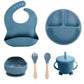 Crega 6 Piece Silicone Baby Feeding Set (Blue)