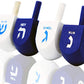 The Dreidel Company 10 Solid Blue & White Hand Painted Wooden Hanukkah Dreidels With English Transliteration - Includes Detailed