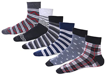 Rc. Royal Class MenS Ankle Length Soft Cotton Casual/Formal Multicolored Socks (Pack Of 6 Pairs)(Free Size)