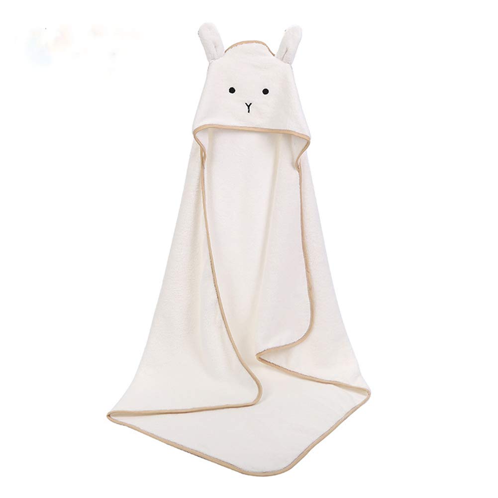 PEKITAS Hooded Baby Towel  Softest Hooded Bath Towel with Animal Ears for Babie,White Rabbit
