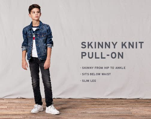 Levi'S Boys' Skinny Fit Pull On Jeans, Black, 2T
