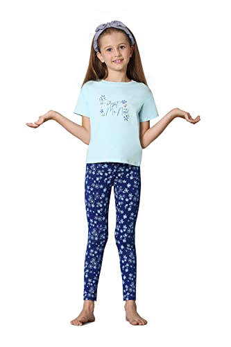 Van Heusen Girls Leggings  Power Plus Cotton Spandex  Power Plus, Allover Print, Super Soft_56302_Blue Bloom Aop_1112 Years