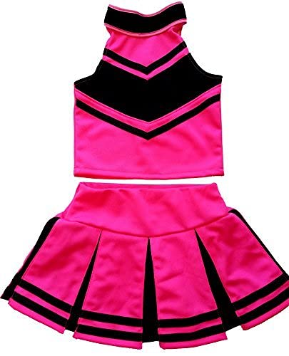 Total 2550 Little Girls' Cheerleader Cheerleading Outfit Uniform Costume Cosplay Halloween Pink/Black (M / 5-8)