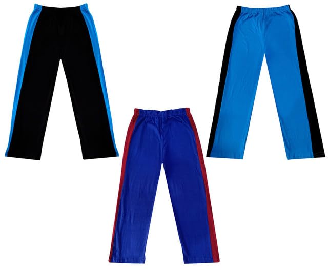 Girls Solid Cotton Side Patta Regular Pyjamas Lower (Pack of 3) Sky Blue::Blue::Black