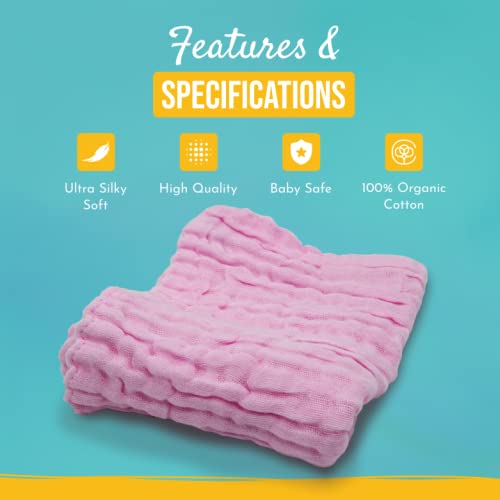 Arsaha Pack Of 10 Baby Muslin Washcloths Set (12   X12   ), 6 Layers Multi-Colored Baby Washcloths Made Of 100% Organic Cotton H