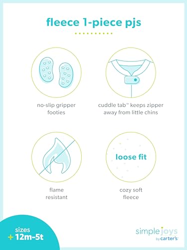 Simple Joys By Carter'S Kids' Holiday Loose-Fit Flame Resistant Fleece Footed Pajamas, Fair Isle/Penguin, 6-9 Months