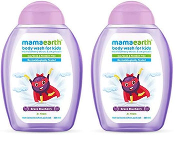 Mamaearth Brave Blueberry Body Wash For Kids With Blueberry Oat Protein 300 Ml, 1 Count (Pack Of 2)