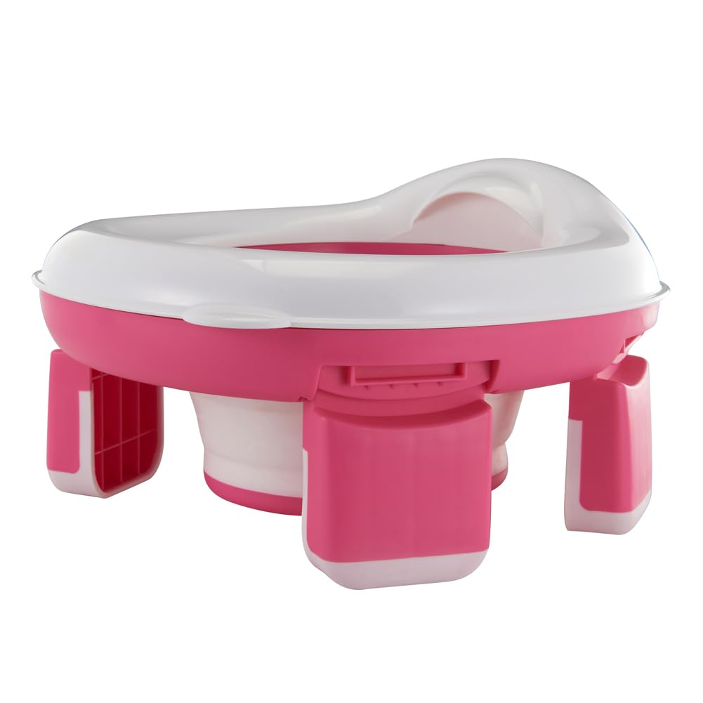 Honboom Kids Travel Potty | Foldable Car Potty | Potty Training Toilet W/Travel Bag & Potty Liners For Indoor And Outdoor (Pink)