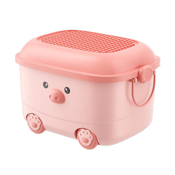 Baby Bucket Multipurpose Storage Box with Wheels | Childrens Toy Storage Box | Pulley Plastic Case Storage Container(46 x 35 x