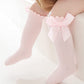 Qandsweet Baby Girl Knee-High Socks Toddlers Bow Stockings Newborn Infant Sock (0-12 Months, Solid Colors)