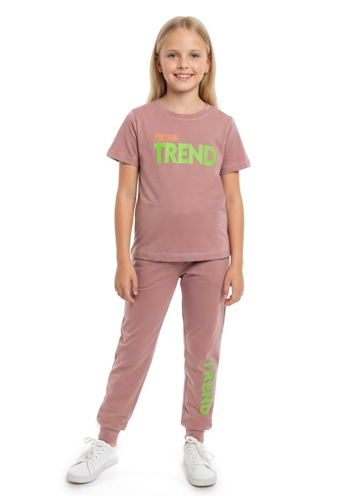 WEET Cotton Printed Night Suit for Girls | Top & Pajama Set 005 (Peach, 1516 Y)