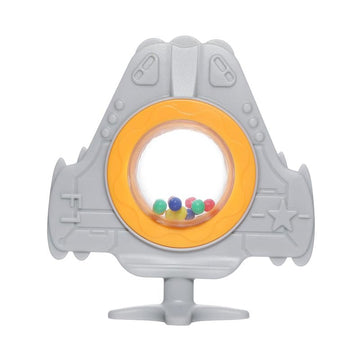 Moppets Infant Soft Chew Silicone Rattle Teethers/Gum Massager (Grey Spaceship)
