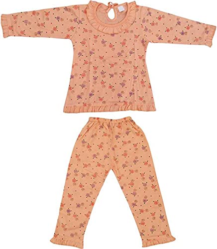 MMShopy Baby Girls Floral Print Hosiery Cotton Top & Pyjama Set (910 Years, Orange)