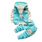Bold N Elegant Thick Winter Warm TShirt Pant With Hood Jacket 3 Pc Clothing Set For Infant Toddler Kids (23 Years, Blue) (Cott