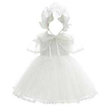 Coozy Baby Girl Christening Dress Princess Party Wedding Dress Baptism Growns Dresses 3Pcs Set, Ivory, 12-18 Months