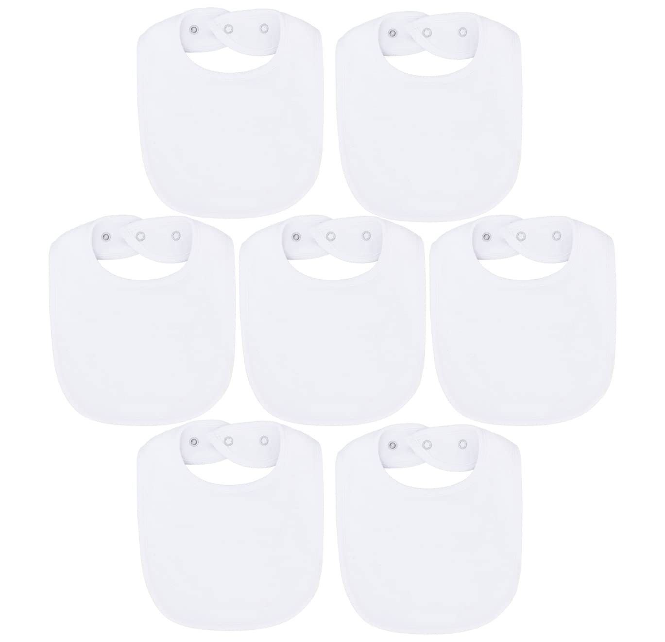Maiwa White Terry Cloth Waterproof 7 Pack Baby Bibs With Snaps For Boy Girl Unisex, Drool,Eating And Teething Bibs