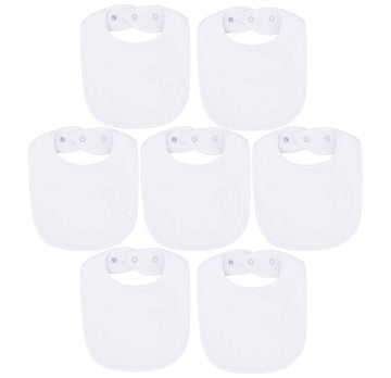 Maiwa White Terry Cloth Waterproof 7 Pack Baby Bibs With Snaps For Boy Girl Unisex, Drool,Eating And Teething Bibs
