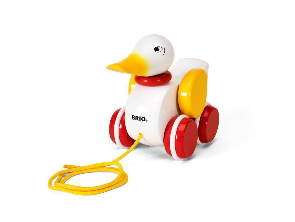 BRIO Infant & Toddler 30323 - Pull Along Duck Wood Baby Toy | Flapping Wings | Engaging Motor Skill Development | Certified Sust