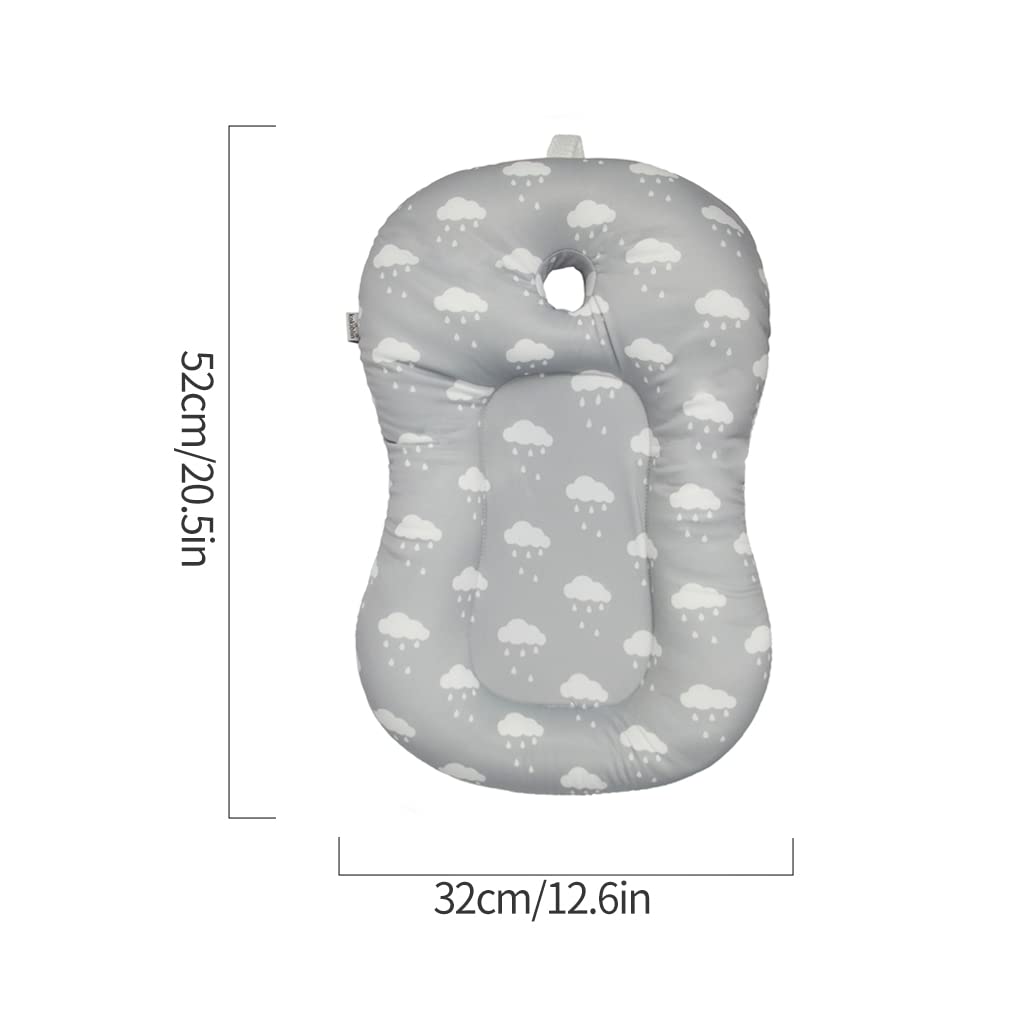 Baby Bath Mat, KAKIBLIN Baby Bath Cushion Soft Anti-Slip Bath Pad 0-6 Month Toddler Bath Pillow (Cloud)