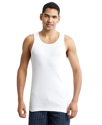 Jockey 8823 MenS Super Combed Cotton Rib Round Neck Sleeveless Vest With Stay Fresh Properties_White_Xl
