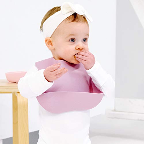Goobie Baby Silicone Baby Bib With Food Catcher - Adjustable Waterproof Feeding Bib For Babies & Toddlers 4 To 36 Months For Gir