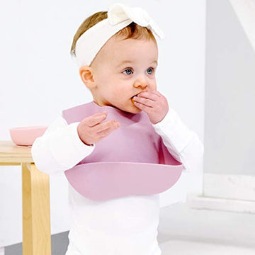 Goobie Baby Silicone Baby Bib With Food Catcher - Adjustable Waterproof Feeding Bib For Babies & Toddlers 4 To 36 Months For Gir