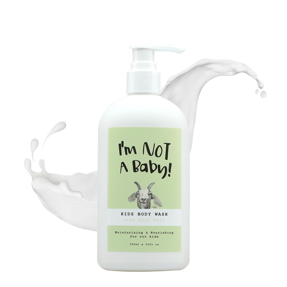 Im NOT A Baby! Kids Body Wash- Dermatologist Tested, Allergen free, Cruelty-free, PETA, Gentle for Kids, Goat Milk, 10 Fl Oz