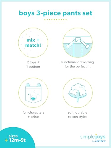 Simple Joys By Carter'S Baby Boys' 3-Piece Playwear Set, Brown Camo/Grey Stripe/White, 12 Months