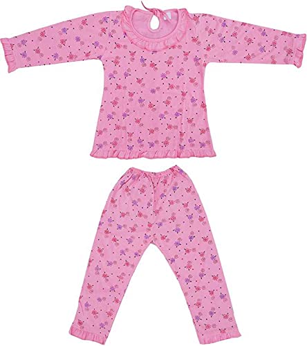 MMShopy Baby Girls Floral Print Hosiery Cotton Top & Pyjama Set (45 Years, Pink)